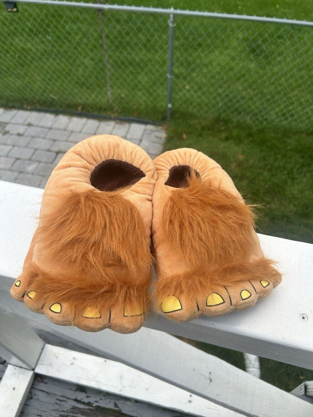 Brown Monster Feet Novelty Size 2-3 Slip-On Slippers, Non-Slip Polyester, kids